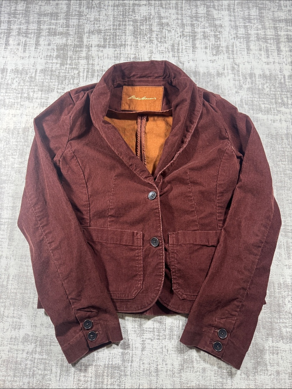 Eddie Bauer Women's Corduroy Blazer in Burgundy sz 4 20X16 PTP